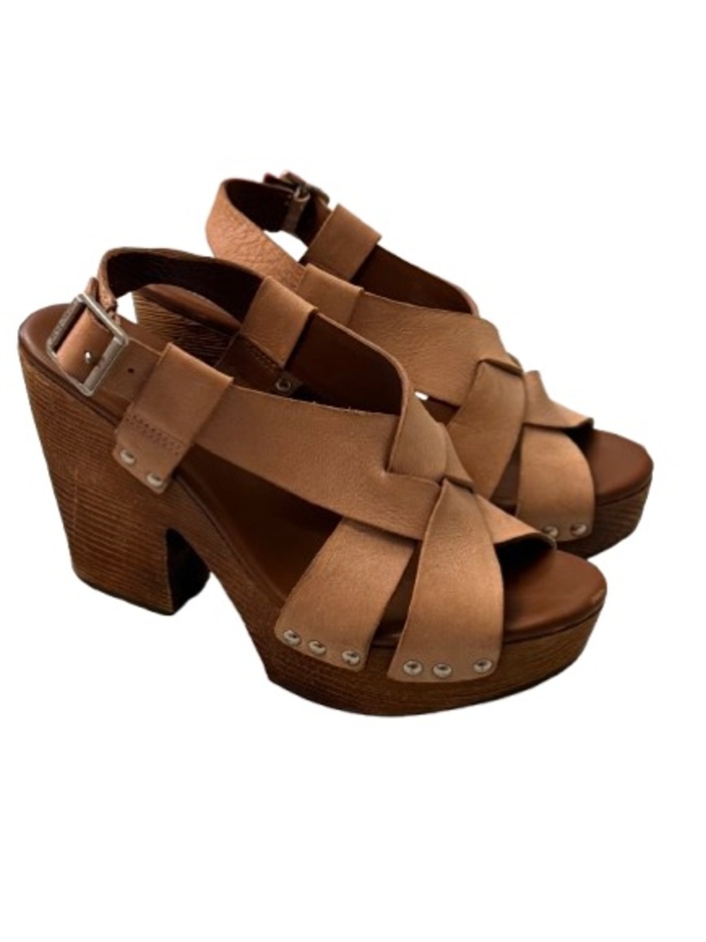 Kork-Ease Tan Leather Platform Sandals - Picture 2 of 9